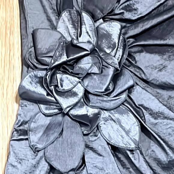 Jessica McClintock | silver gray ruched mini‎ semi-formal dress 6/8/10 strapless - Picture 3 of 7